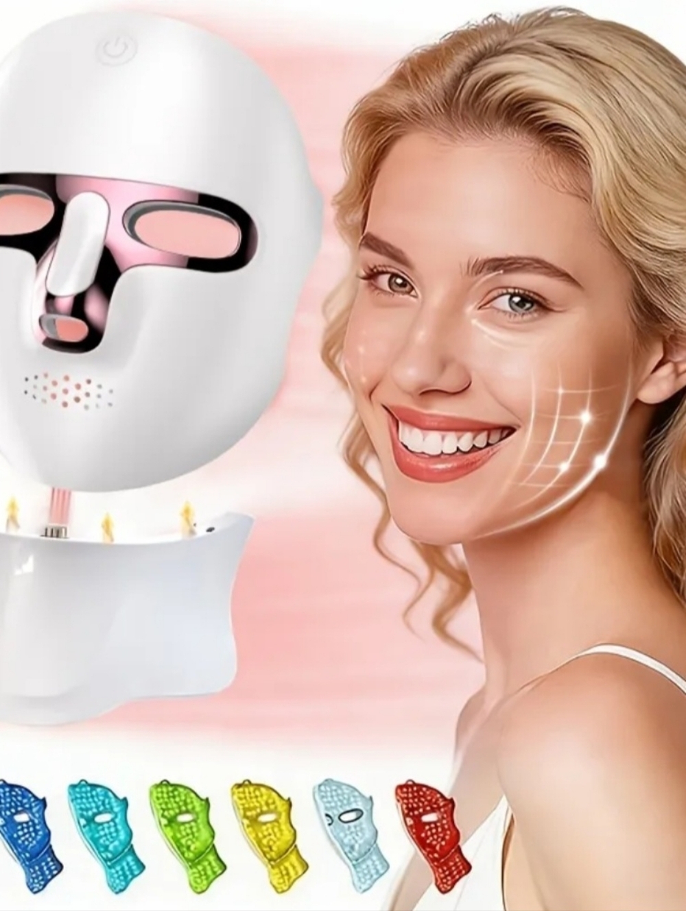 Face And Neck Scarf LED 7 Color Mask For Self Care